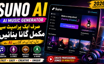 Suno AI music generator interface creating songs from text prompts.