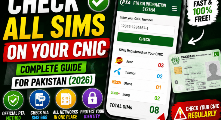 Check all SIMs registered on CNIC in Pakistan using the official PTA SIM Information System