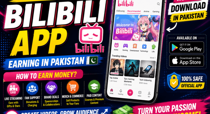 BiliBili app earning guide showing how to download BiliBili in Pakistan and make money Image