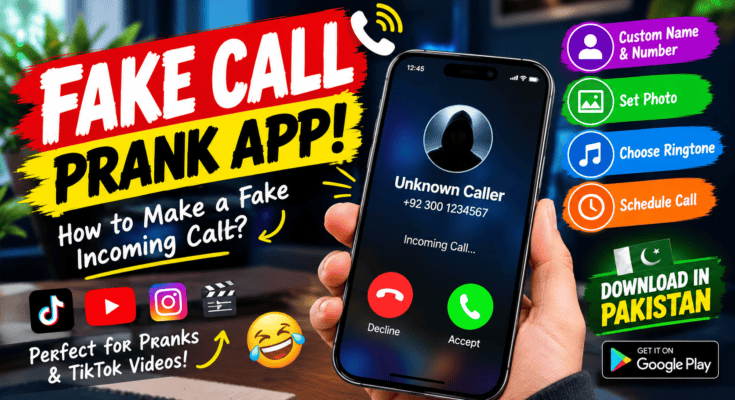 Prank call app showing a fake incoming call on a smartphone